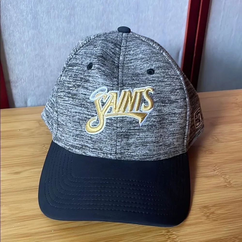 The Game Saints Football Black and Gray Cap w/Gold & White Logo (L/XL)